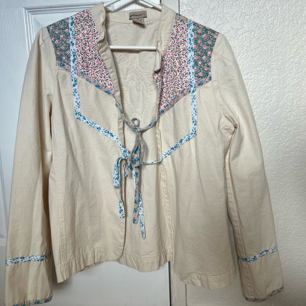Anthropologie Floral Patchwork Jacket with ties